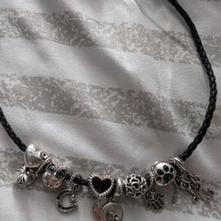 Pandora Double Leather Bracelet With Charms