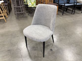 NEW! PK SPACES Modern Grey Chenille Upholstered Dining Chair with Sleek Black Legs