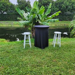 Cocktail Tables With Black Spandex For EVENTS 