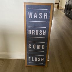 Decorative bathroom rules wall sign