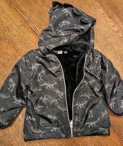Dinosaur Zipper Jacket lined In Faux Fur - 2T