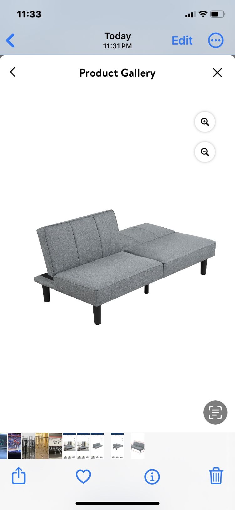Mainstays Studio Futon, Gray Linen Upholstery