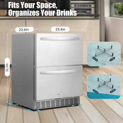 Brand New Indoor & Outdoor  Beverage Refrigerator –  Double Drawer Stainless Steel Fridge
