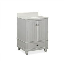 DHP Monteray Beach 24 Inch Bathroom Vanity with Sink in Gray (small cracked on the sink left side)
