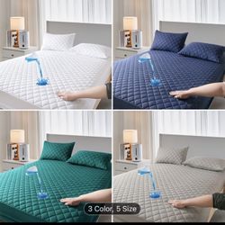 Mattress Protector, Waterproof, Quilted Cover Pad with Elastic Band Straps for Kids, Soft&Comfortable, Breathable, Vinyl Free 