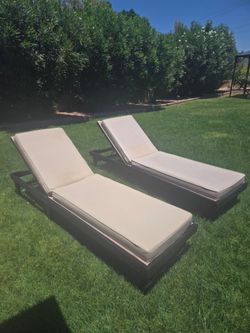 Wooden pool lounge chairs, 2 outdoor lounges