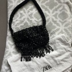 Zara Beaded Fringe Shoulder Bag 