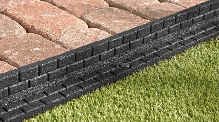 4’ Long Vigoro Black Brickface Rubber Landscape Edging. 3” Wide, 3” High. Includes Spikes and Pins