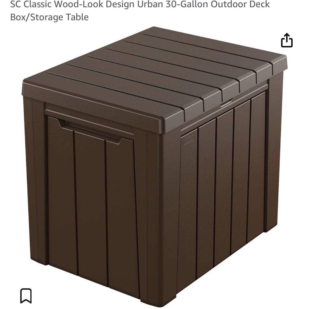 SC Classic Wood-Look Design Urban 30-Gallon Outdoor Deck Box/Storage Table