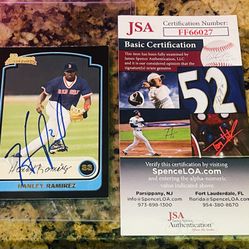 JSA COA HANLEY RAMIREZ SIGNED 2003 BOWMAN RC BASEBALL CARD