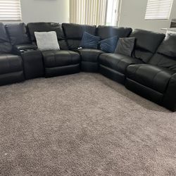 Black Leather Sectional Couch