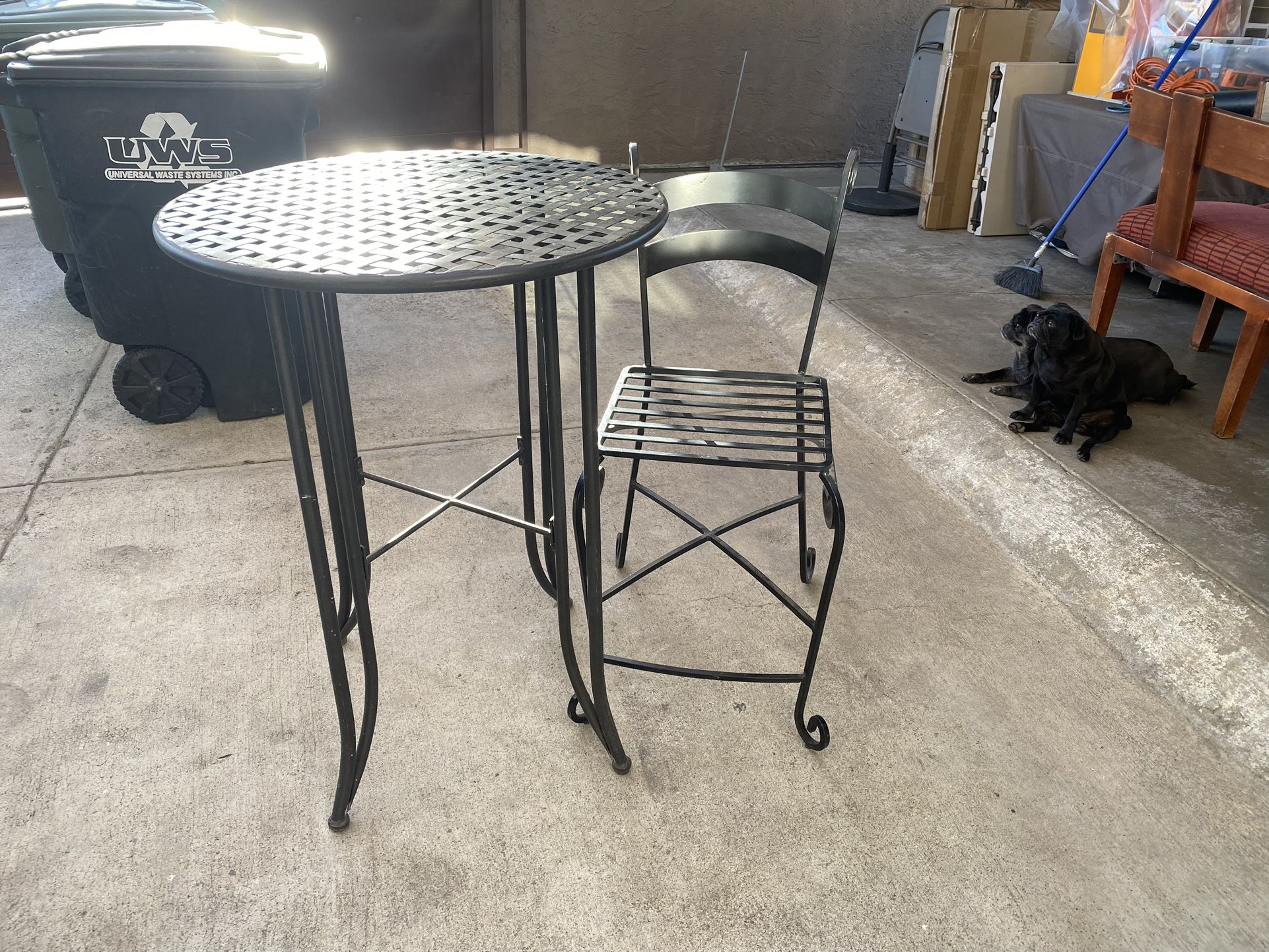 Metal Table With One Bar Stool
