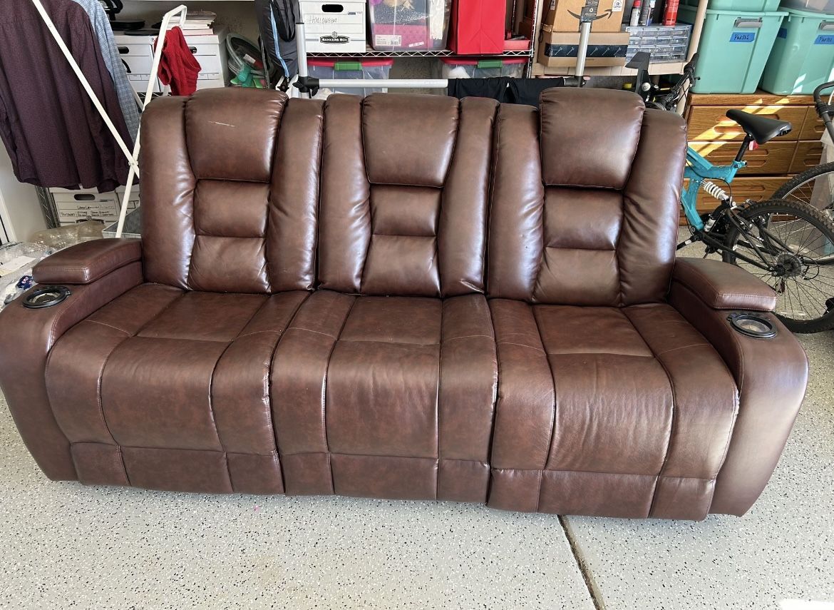Brown Electronic Reclining Couch