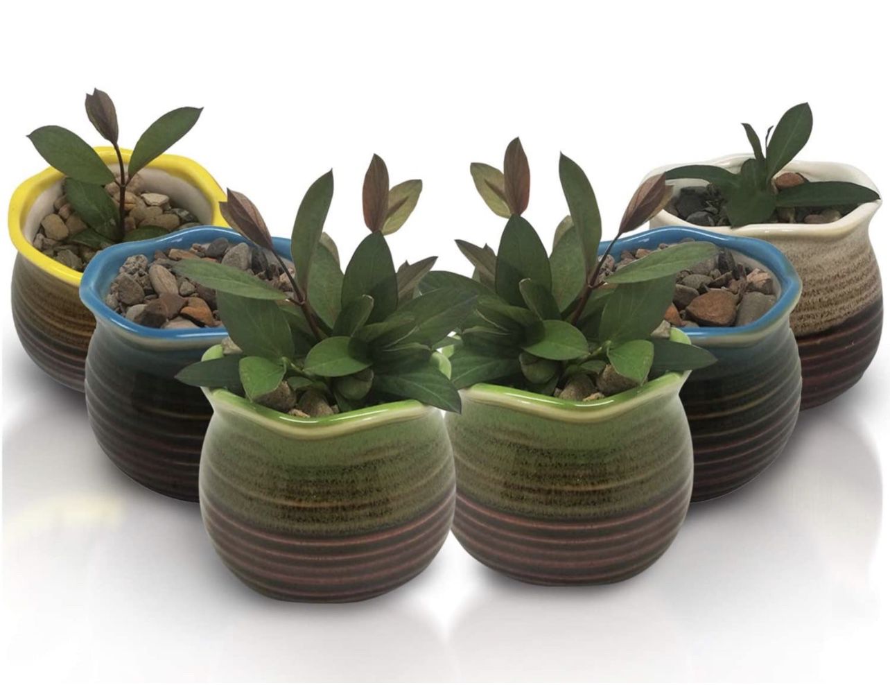 Succulent Pots 6 Pack - Mini Ceramic Pots 3.0 Inch, Small Flower, Planter, Bonsai, Cactus Pot with a Drainage Hole - Perfect Decoration Gift Idea