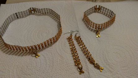 Childhood Cancer Awareness Choker, Bracelet & Earring Set