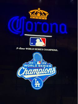 LA DODGERS NEON LIGHT 2025 champs