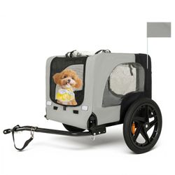 Outdoor Heavy Duty Collapsible Pet Bike Trailer with 16-Inch All-Terrain Wheels & Universal Hitch – Foldable Dog/Cargo Carrier Cart for Bicycles, blac
