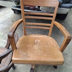 Antique Oak Chair 1940's Vintage Solid Oak