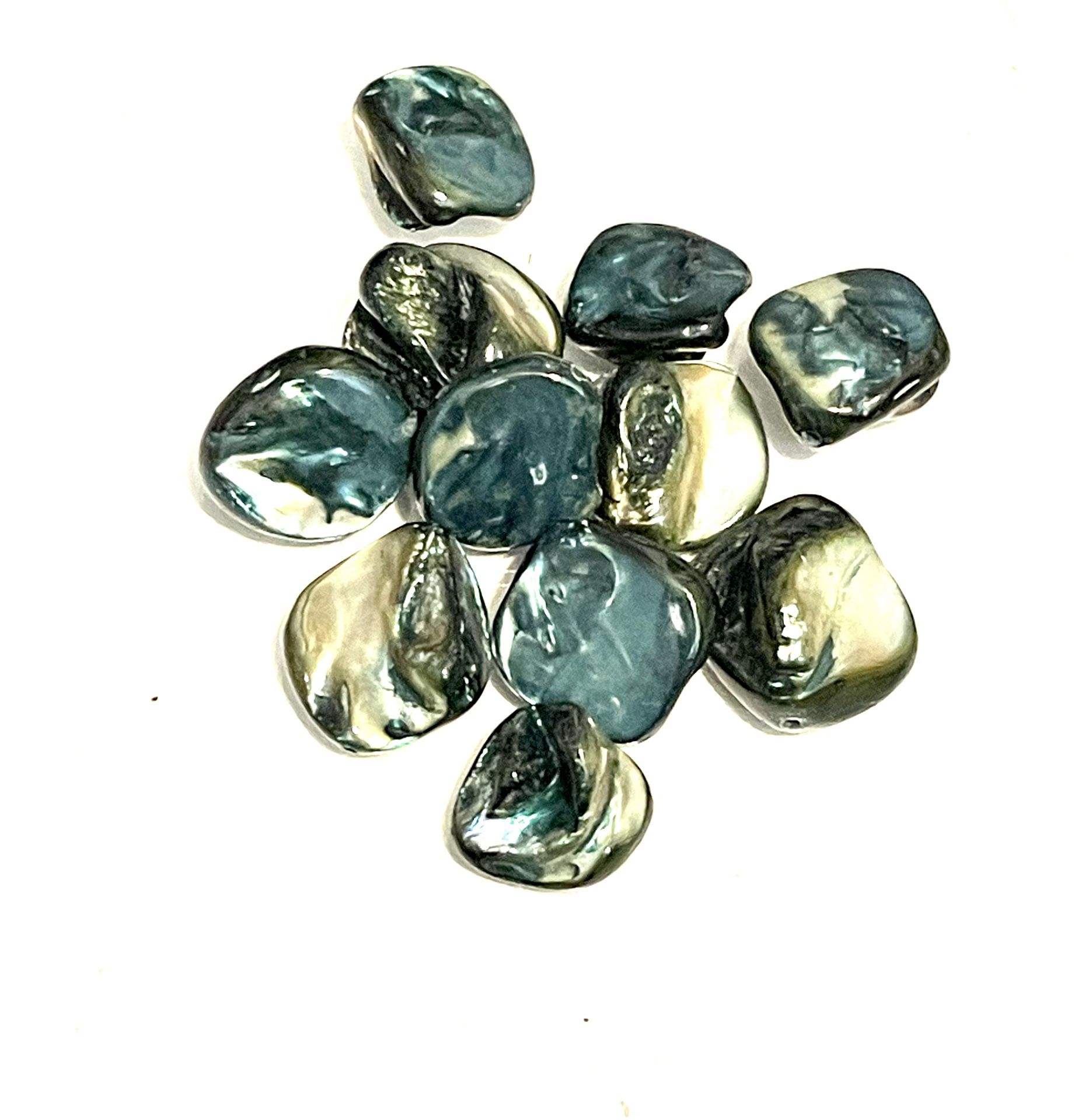 Natural Blue Blister Pearl Beads 11pc