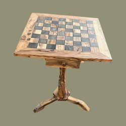 Classic Olive Wood Chess Set with Drawers And Pieces