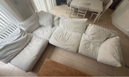 Nixon White Fabric 4-piece Modular Sectional