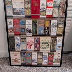 Vintage framed 20"x16" Advertising matchbook display