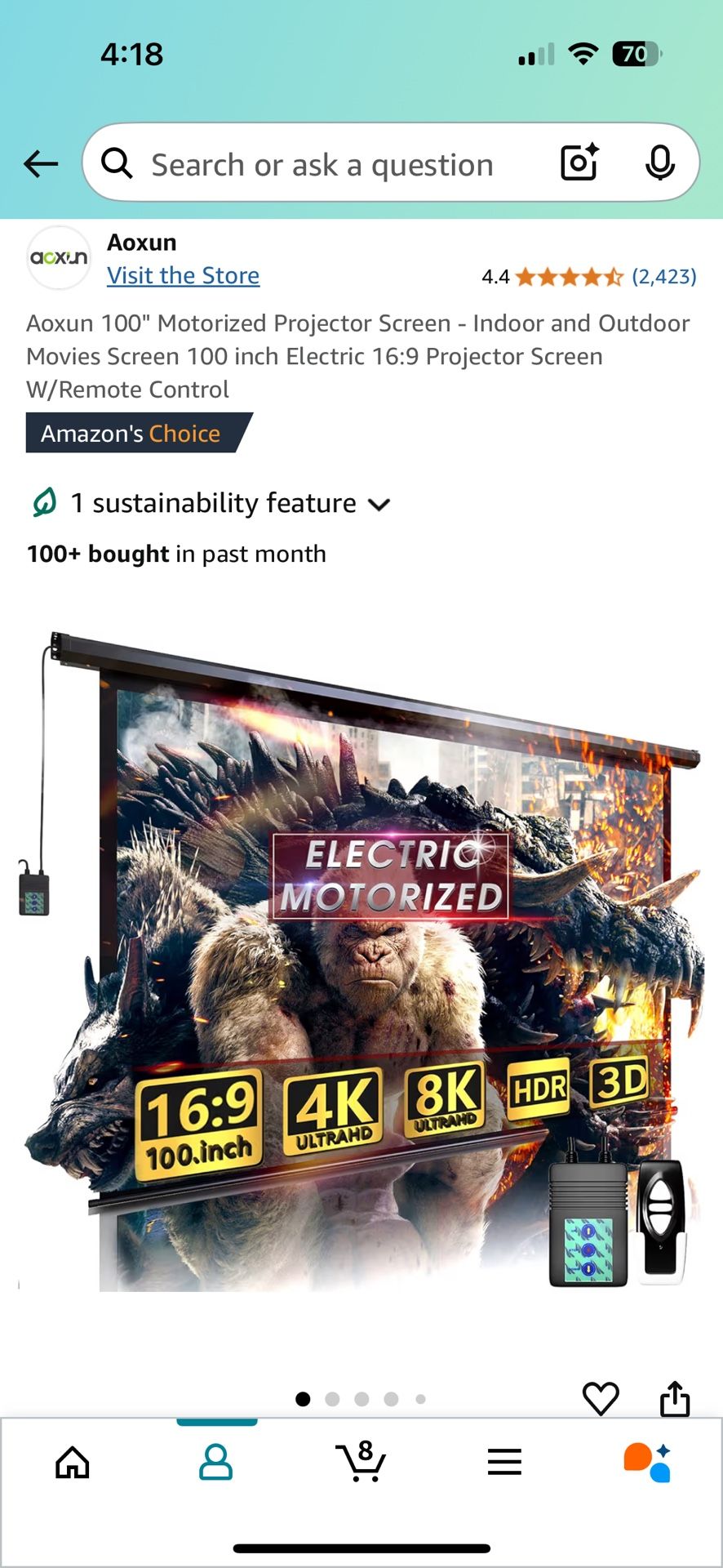 100 Inch Motorized Projector Screen With Remote Control