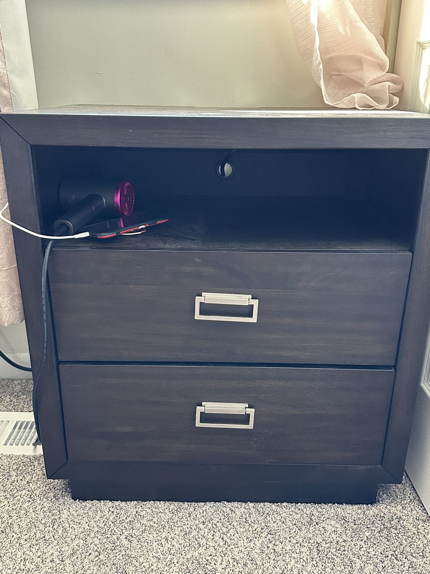 Nightstand With Power Outlet And USB Ports