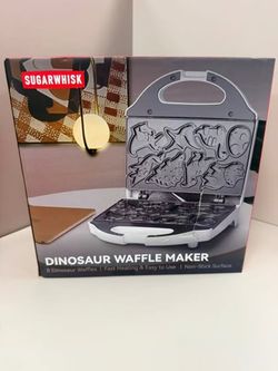 8-Shape Dinosaur Waffle Maker, Nonstick Plates, 750W – Brand New