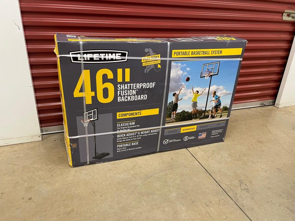 Lifetime 46-Inch Shatterproof Portable Basketball Hoop with Quick Adjust & Classic Rim