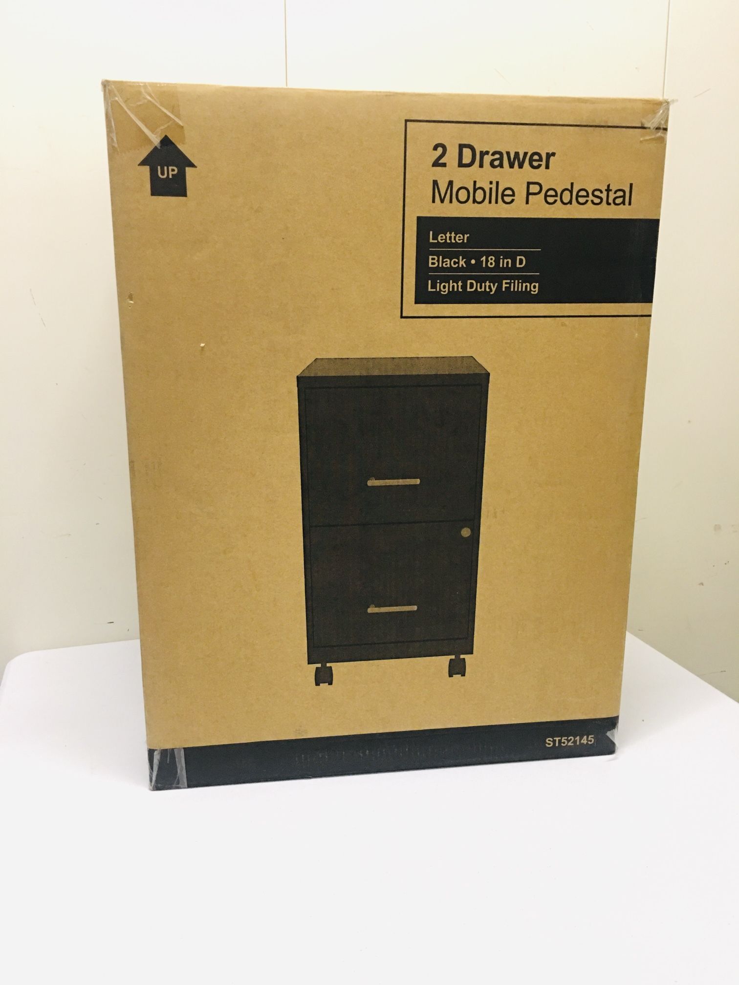 NEW 2 Drawer Mobile Pedestal Vertical File Cabinet 18 Inch, Black W/ Key Lock Model ST52145