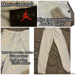 Men’s Size Small Like New Jordan Pants Light Blue W White $25