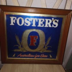 VINTAGE FOSTERS LAGER BEER SIGN GLASS ACRYLIC ETCHED