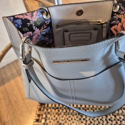 Light Blue Pebbled Leather Handbag