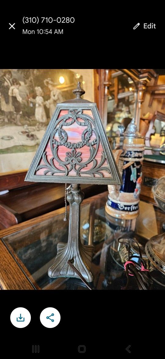 Antique Slag Glass Lamp