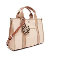 Tory Burch Twill Tory Canvas Tote Beige