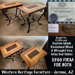 Two Custom Made Western Heritage End Tables