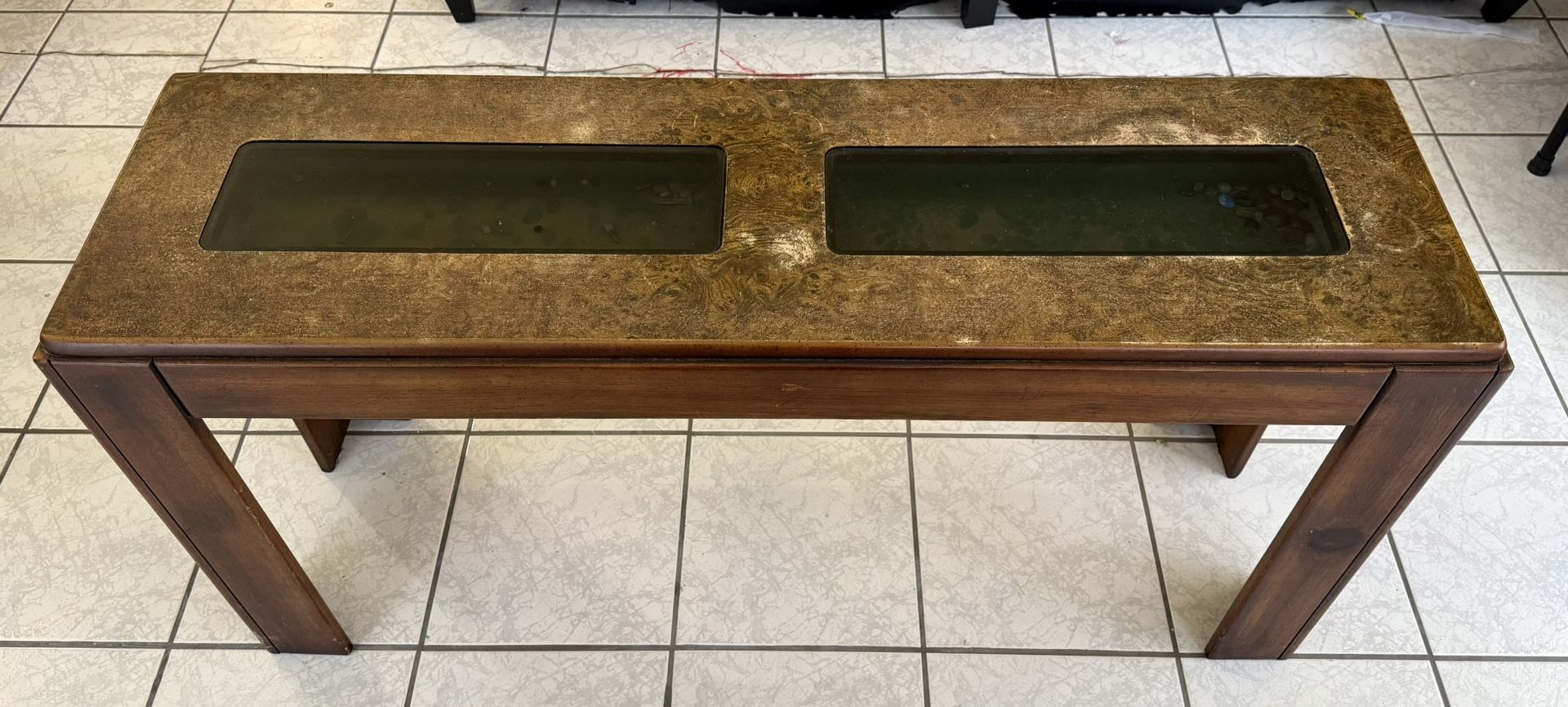 Mid-century display console table or shadow-box sofa table
