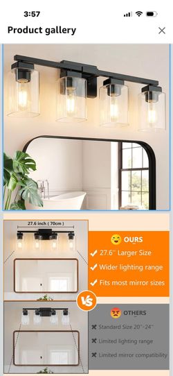 BesLowe 27" 4-Light Bathroom Light Fixture, Modern Black Bathroom Vanity Light, Bathroom Lighting Fixtures Over Mirror, Matte Black Wall Lamp, Wall Li