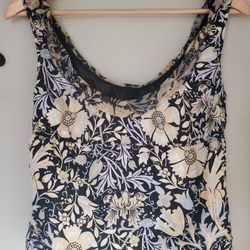 Sigrid Olsen Collection 100% Silk Floral Lined Scoop Neck Tank Top Womens 2