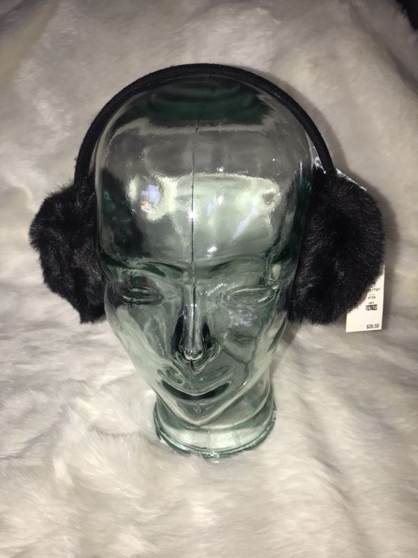 Aeropostale Black Snow Winter Earmuffs Faux Fur with Earphone