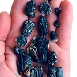Black Tourmaline Pieces. Gemstones Crystals Rocks Minerals