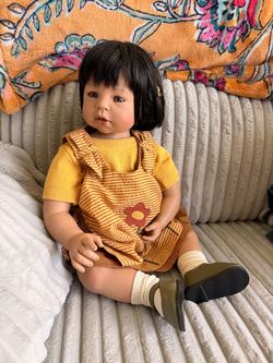 Vintage Zapf Creation Asian Girl Doll No. 115 Black Hair Brown Eyes Germany
