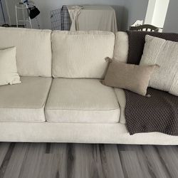 Cream Chenille Couch/Sofa 