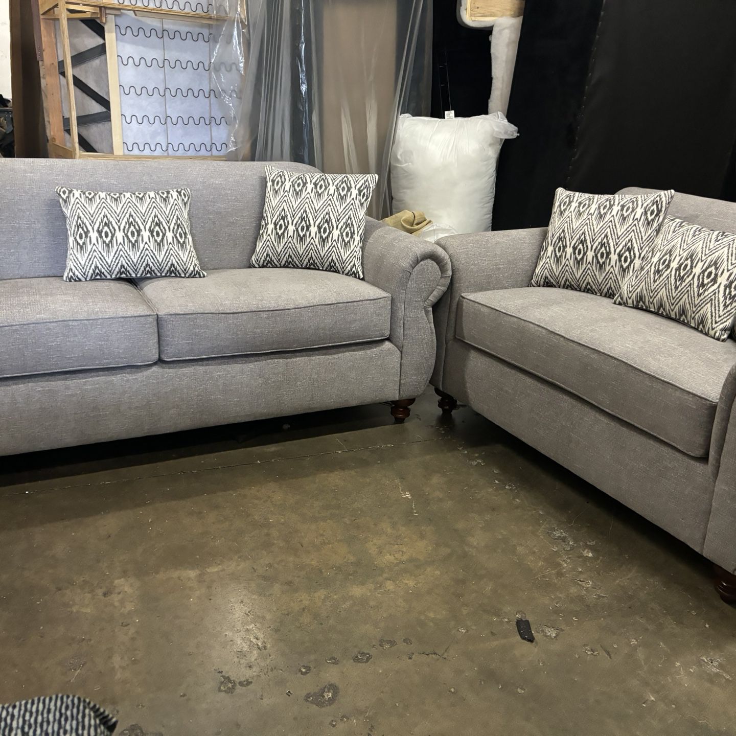 Grey Sofa And Love Set 