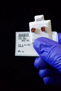 5mm Square 925 Sterling Garnet cz Earrings