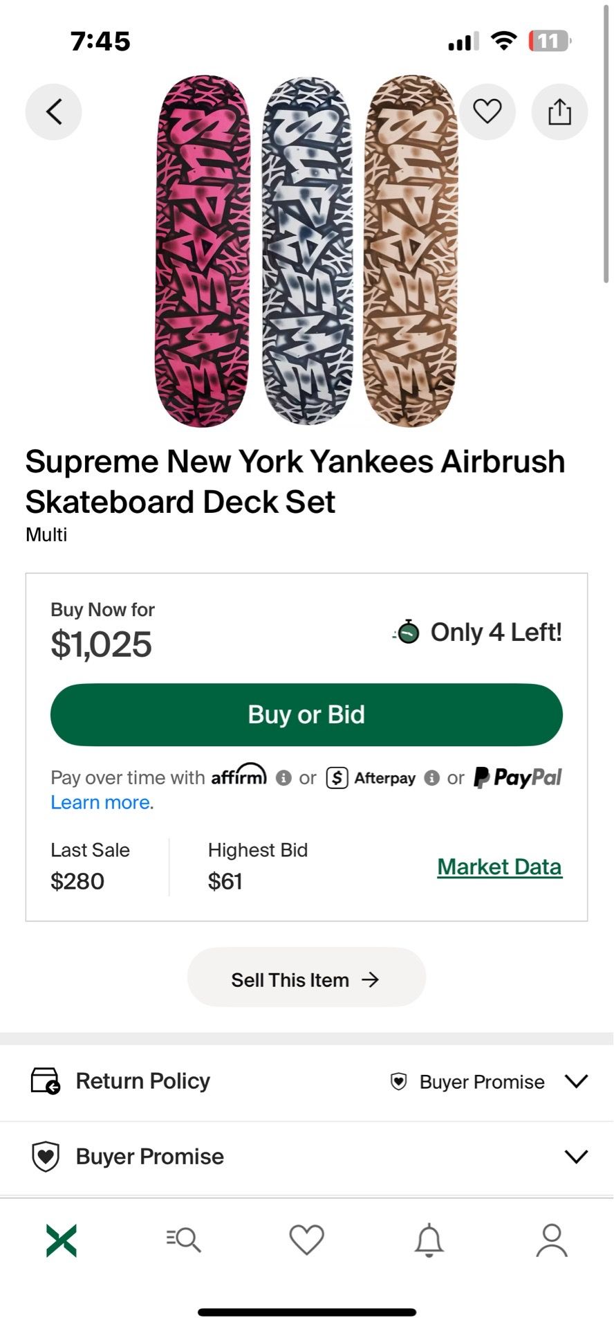 Limited edition supreme New York Yankees airbrush deck (NEW) for