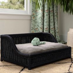 New Poppy Black Rattan Small Pet Bed (T) $99