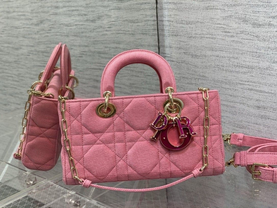 Denim Macrocannage Lady D-Joy Pink size:26× 6× 14cm