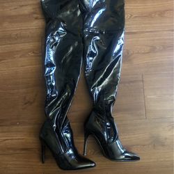 Thigh High Black Boots Size 6.5